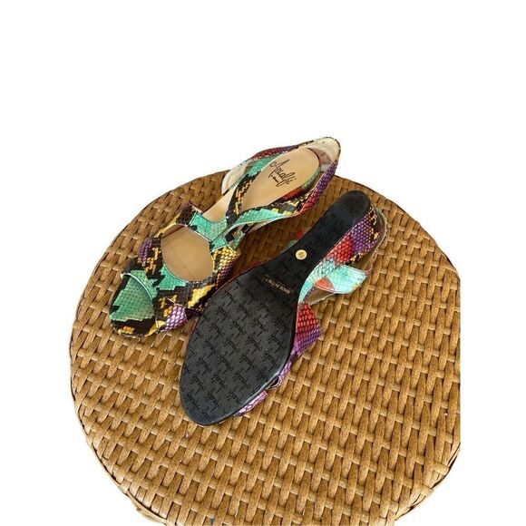 Amalfi by Rangoni Women's Multicolor Snakeskin Leather Open Toe Sandal Size 10 - Picture 4 of 8
